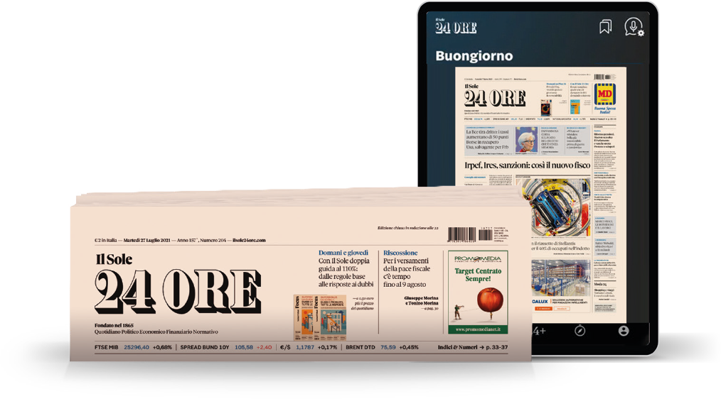 Sole 24 ore: immagini tablet e giornale